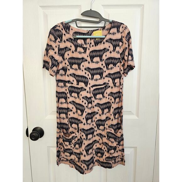 Maeve By Anthropologie Zola Bear Printed Mini Dress Size 0 - Picture 2 of 5